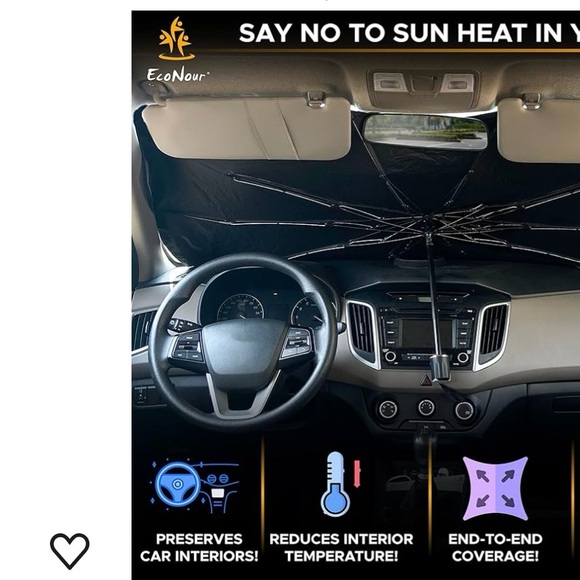 UMBRELLA CAR WINDSHIELD SUNSHADE- ECO NOUR 46x25 - Picture 3 of 12